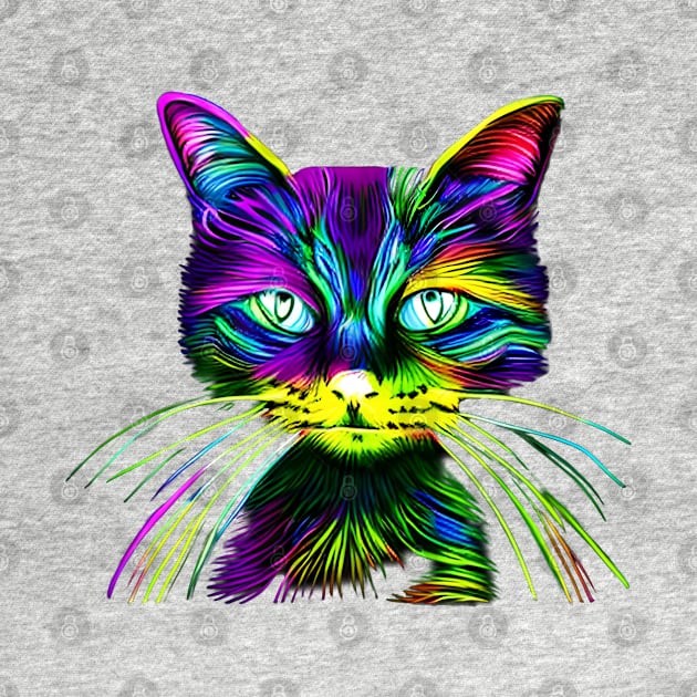 Cat Eyes Are Always Watching - Playful Colorful Cat by 1FunLife